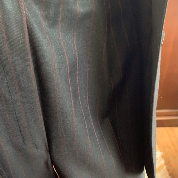 Shiny Black Double Collar Long Blazer & pants suit 100% fine wool W red stripes - Picture 12 of 16